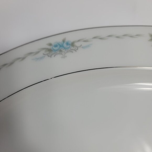 Style House Corsage Serving Platter White with Blue Roses 12 Inch - Picture 7 of 16